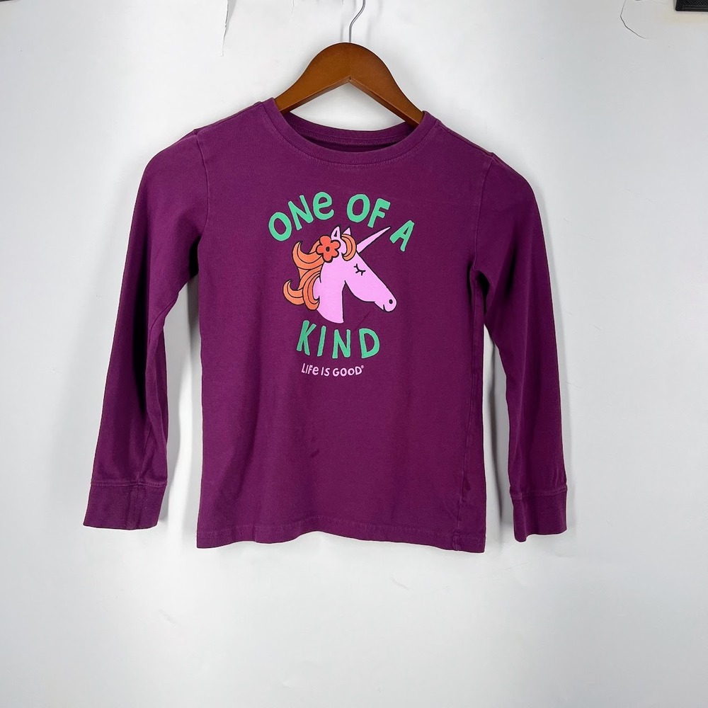 Life is Good Kids Purple Unicorn One of a Kind Crusher Long Sleeve TShirt Size S